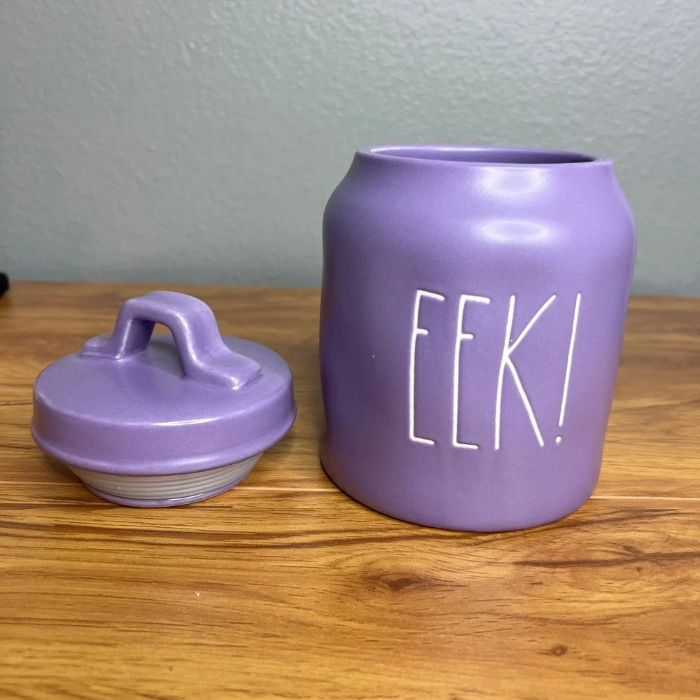 Rae Dunn EEK! Halloween Purple Ceramic Jar with‎ Lid Spooky Decor 7